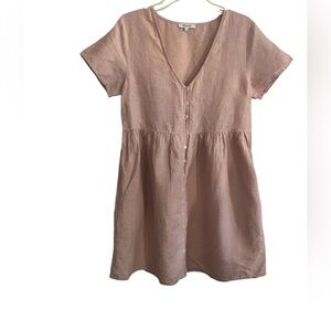 Madewell Blush Button-Front Mini Dress